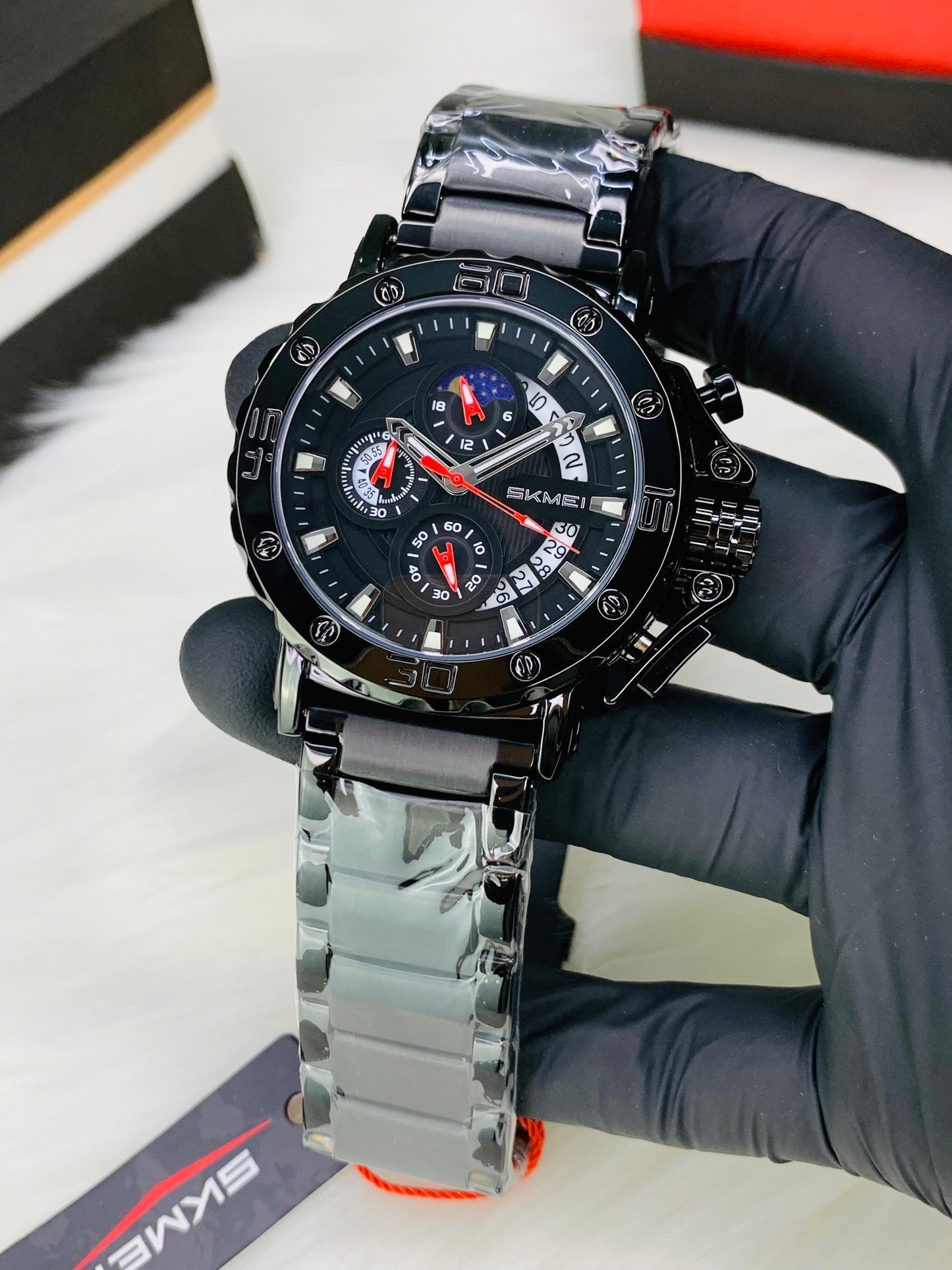 SKMEI  9344 - Big Dail Heavy Weight Chronograph Working Stainless Steel Chain Watch For Men's