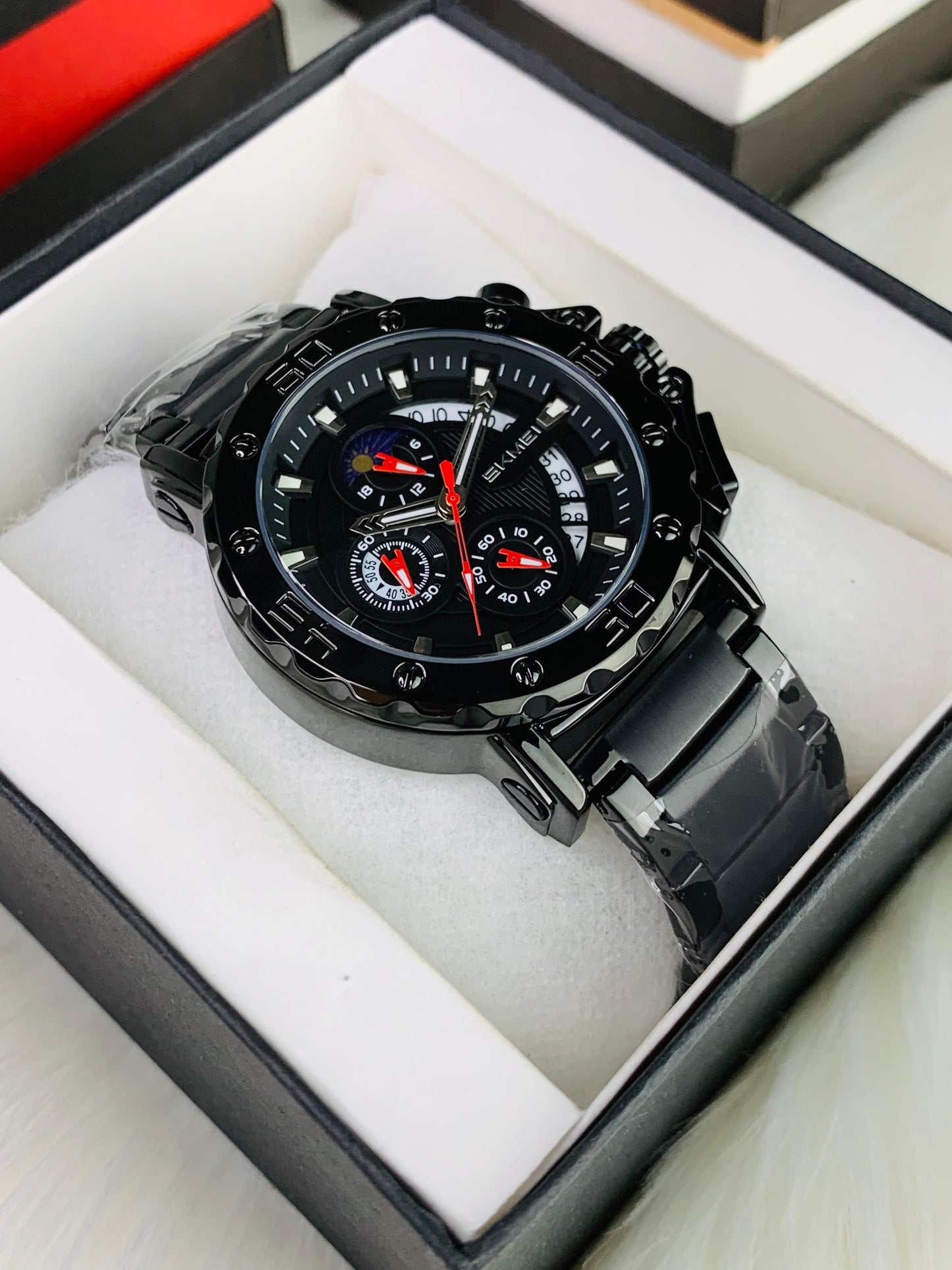 SKMEI  9344 - Big Dail Heavy Weight Chronograph Working Stainless Steel Chain Watch For Men's