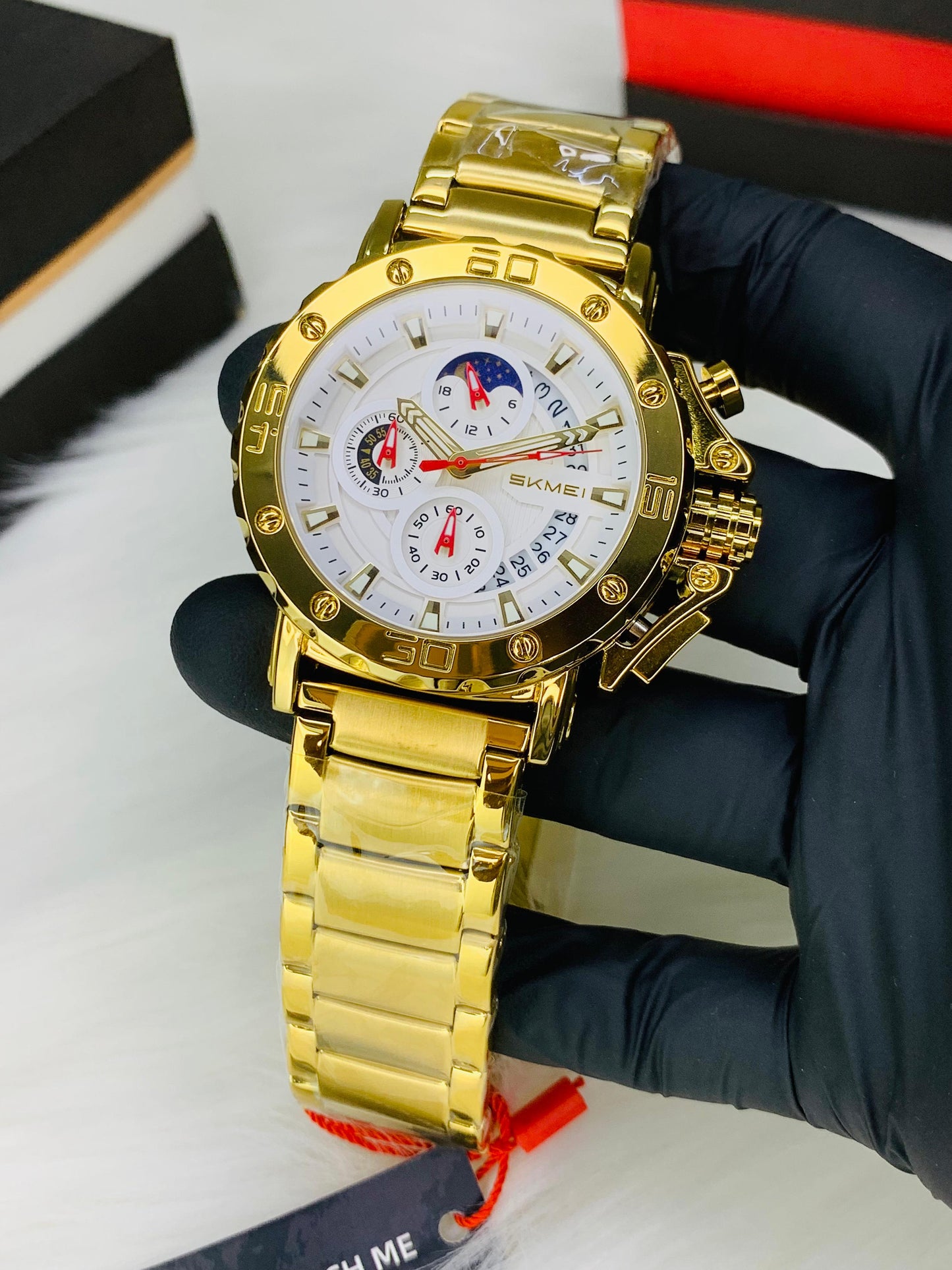 SKMEI  9344 - Big Dail Heavy Weight Chronograph Working Stainless Steel Chain Watch For Men's