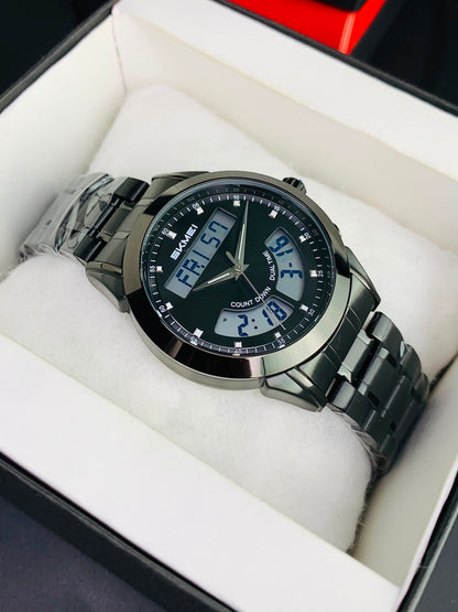 SKMEI 2445 - Dual Time Stainless Steel Chain Watch For Men's
