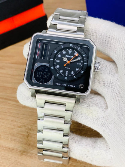 SKMEI 2025 - Dual Time Stainless Steel Watch For Men's