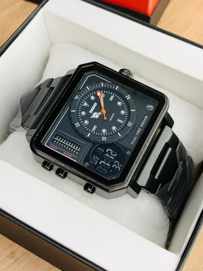 SKMEI 2025 - Dual Time Stainless Steel Watch For Men's