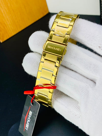 SKMEI 2459 - Dual Time Stainless Steel Slim Watch For Men's