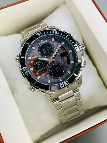 SKMEI 2621 - Dual Time Stainless Steel Watch For Mens