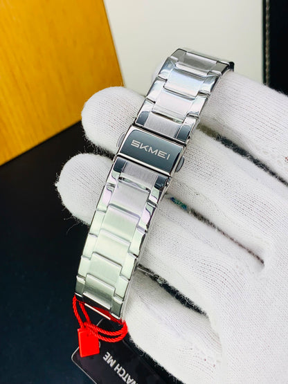 SKMEI 2459 - Dual Time Stainless Steel Slim Watch For Men's
