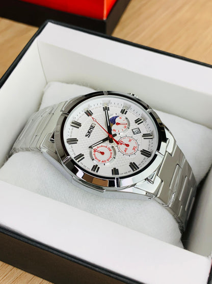 SKMEI 9355 - Chronograph Working Stainless Steel Chain Watch For Men's