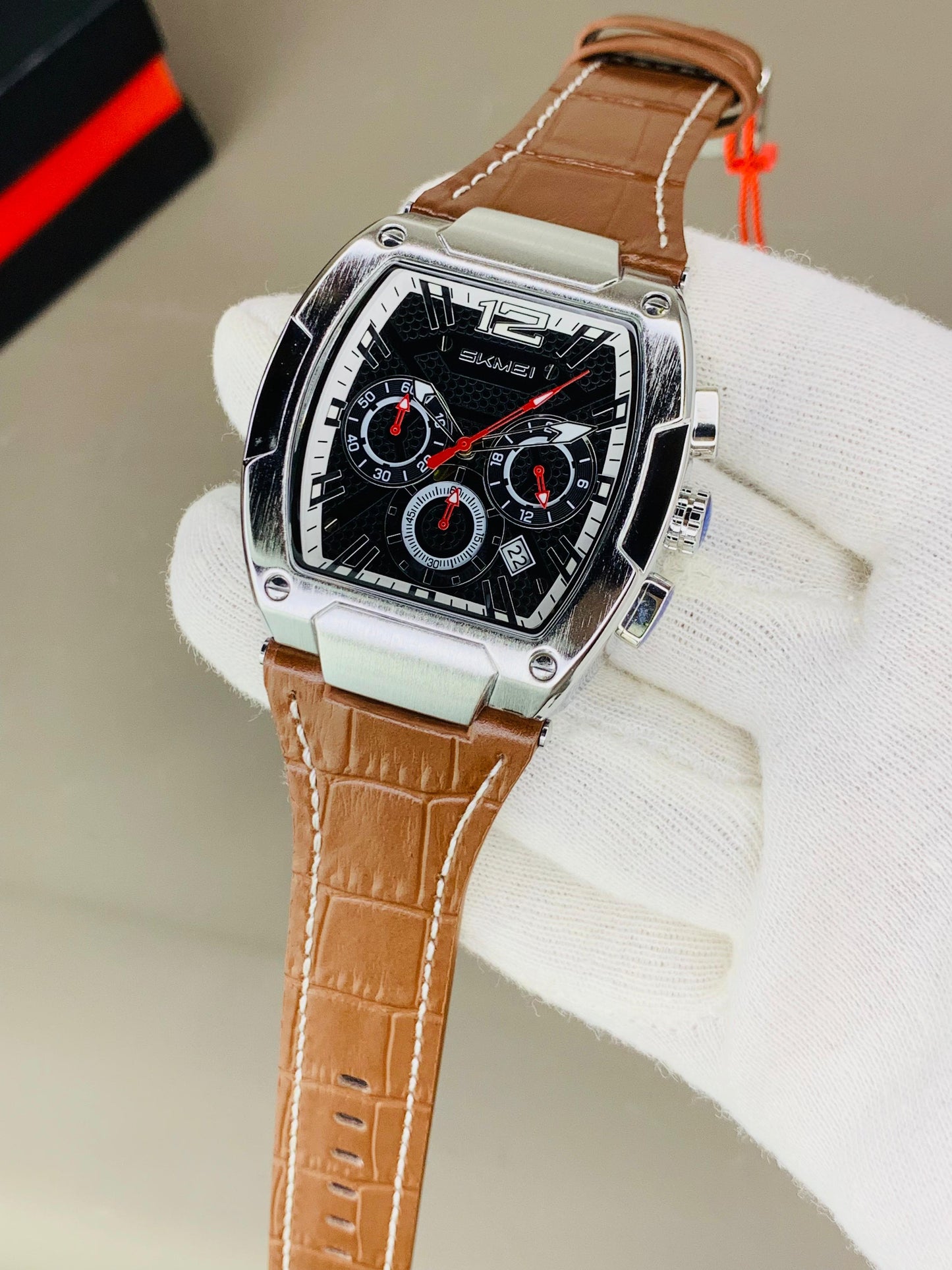 SKMEI 9357 - Leather Belt Chronograph Working Watch For Men's