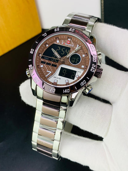NAVIFORCE 9171 - Dual Time Stainless Steel Watch For Men's