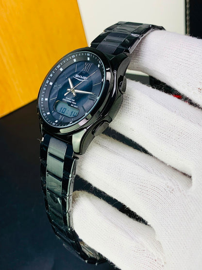 SKMEI 2459 - Dual Time Stainless Steel Slim Watch For Men's