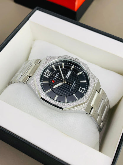 CURREN 8476 - New Shape Day Date Stainless Steel Chain Watch For Men's