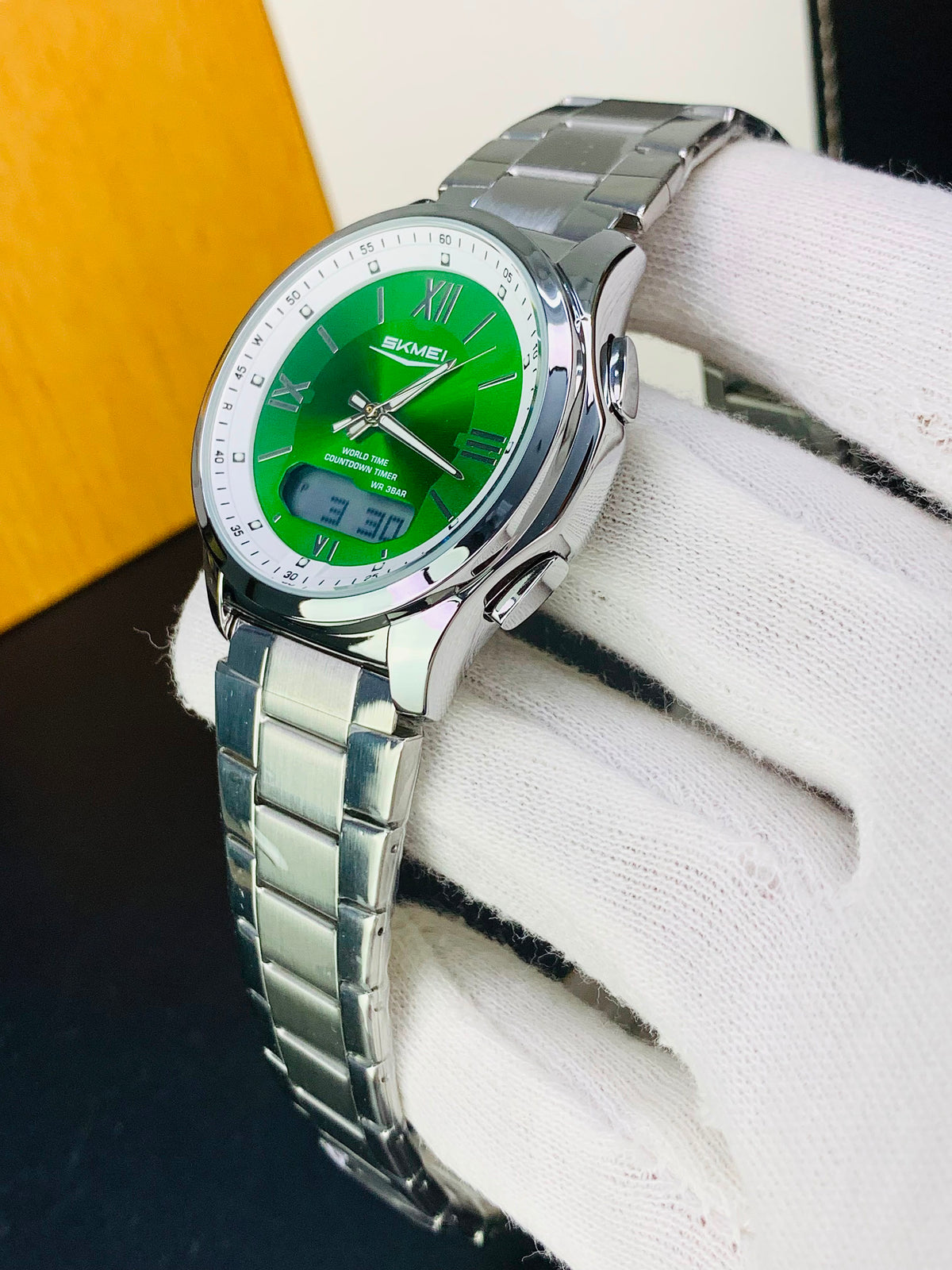 SKMEI 2459 - Dual Time Stainless Steel Slim Watch For Men's