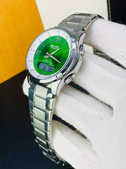 SKMEI 2459 - Dual Time Stainless Steel Slim Watch For Men's