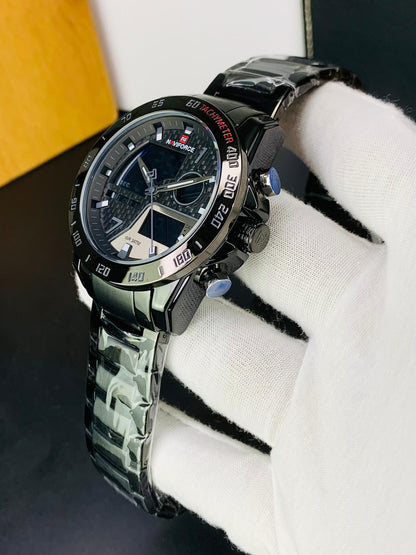 NAVIFORCE 9171 - Dual Time Stainless Steel Watch For Men's