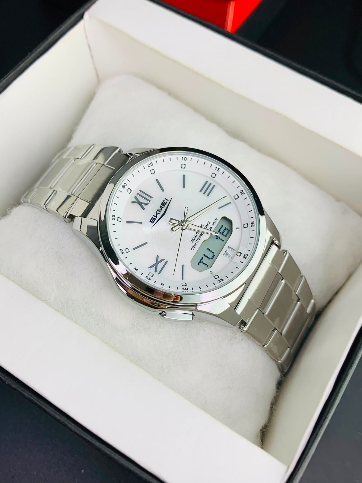 SKMEI 2459 - Dual Time Stainless Steel Slim Watch For Men's