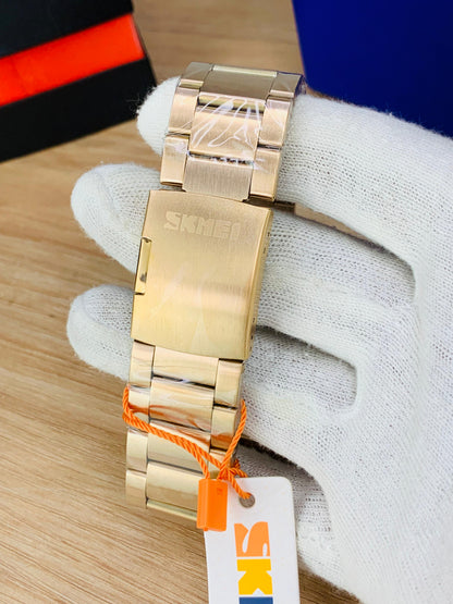 SKMEI 2204 - Triple Time Stainless Steel Watch For Mens