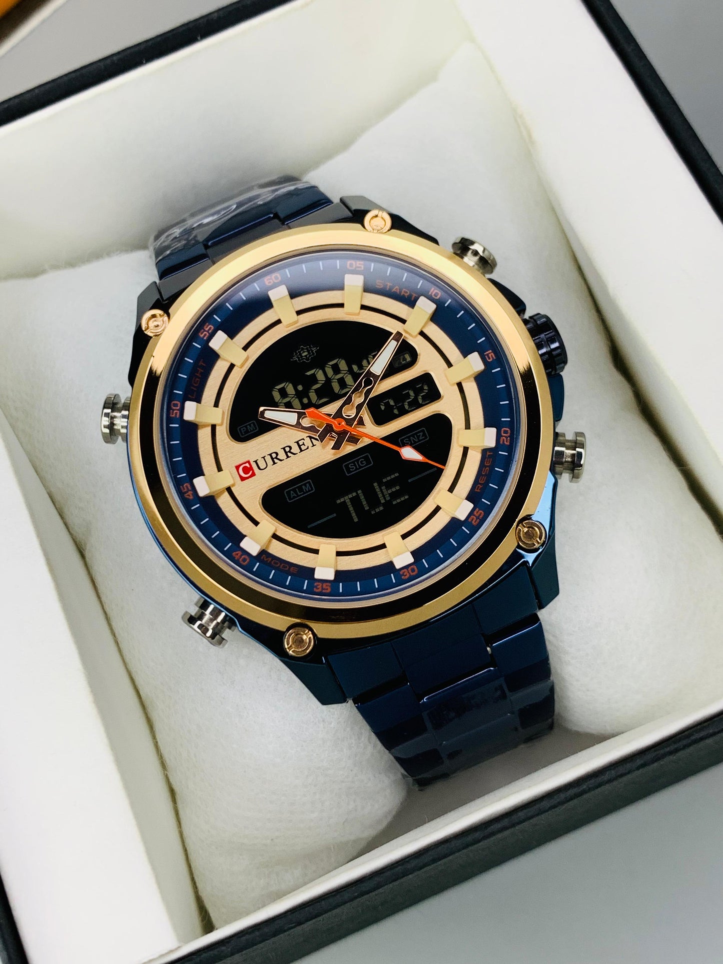 CURREN 8404 - Dual Time Analog And Digital Display Watch For Men's