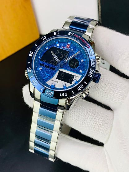 NAVIFORCE 9171 - Dual Time Stainless Steel Watch For Men's