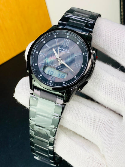 SKMEI 2459 - Dual Time Stainless Steel Slim Watch For Men's