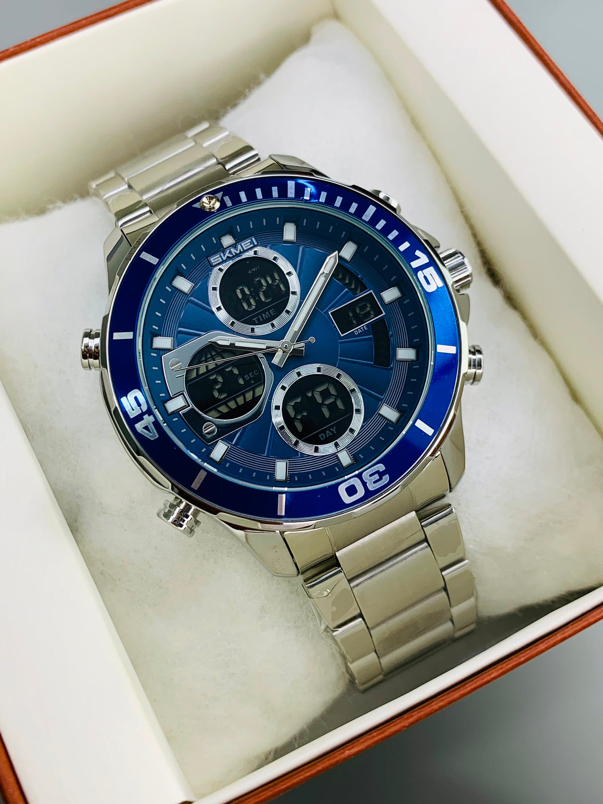 SKMEI 2621 - Dual Time Stainless Steel Watch For Mens