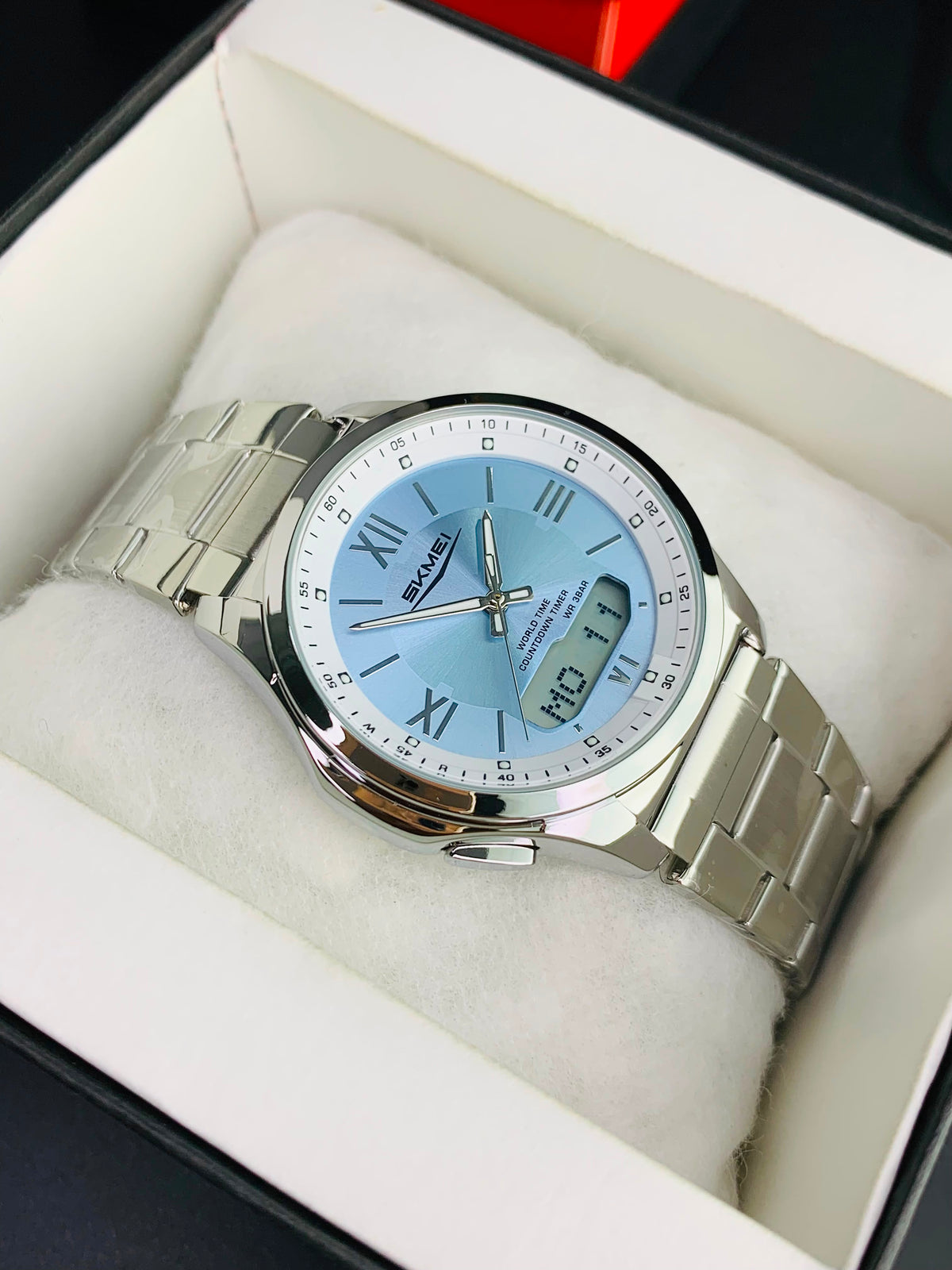 SKMEI 2459 - Dual Time Stainless Steel Slim Watch For Men's