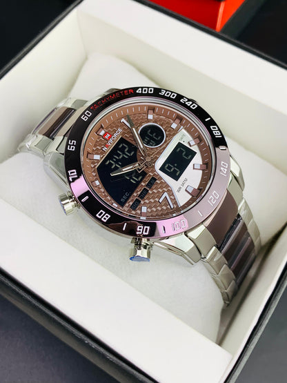 NAVIFORCE 9171 - Dual Time Stainless Steel Watch For Men's