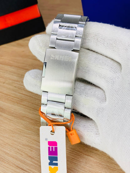 SKMEI 2204 - Triple Time Stainless Steel Watch For Mens