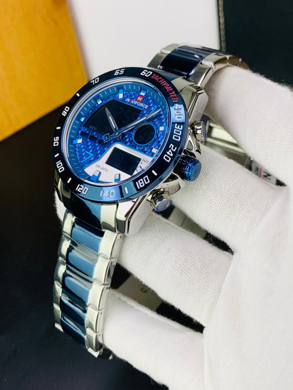 NAVIFORCE 9171 - Dual Time Stainless Steel Watch For Men's