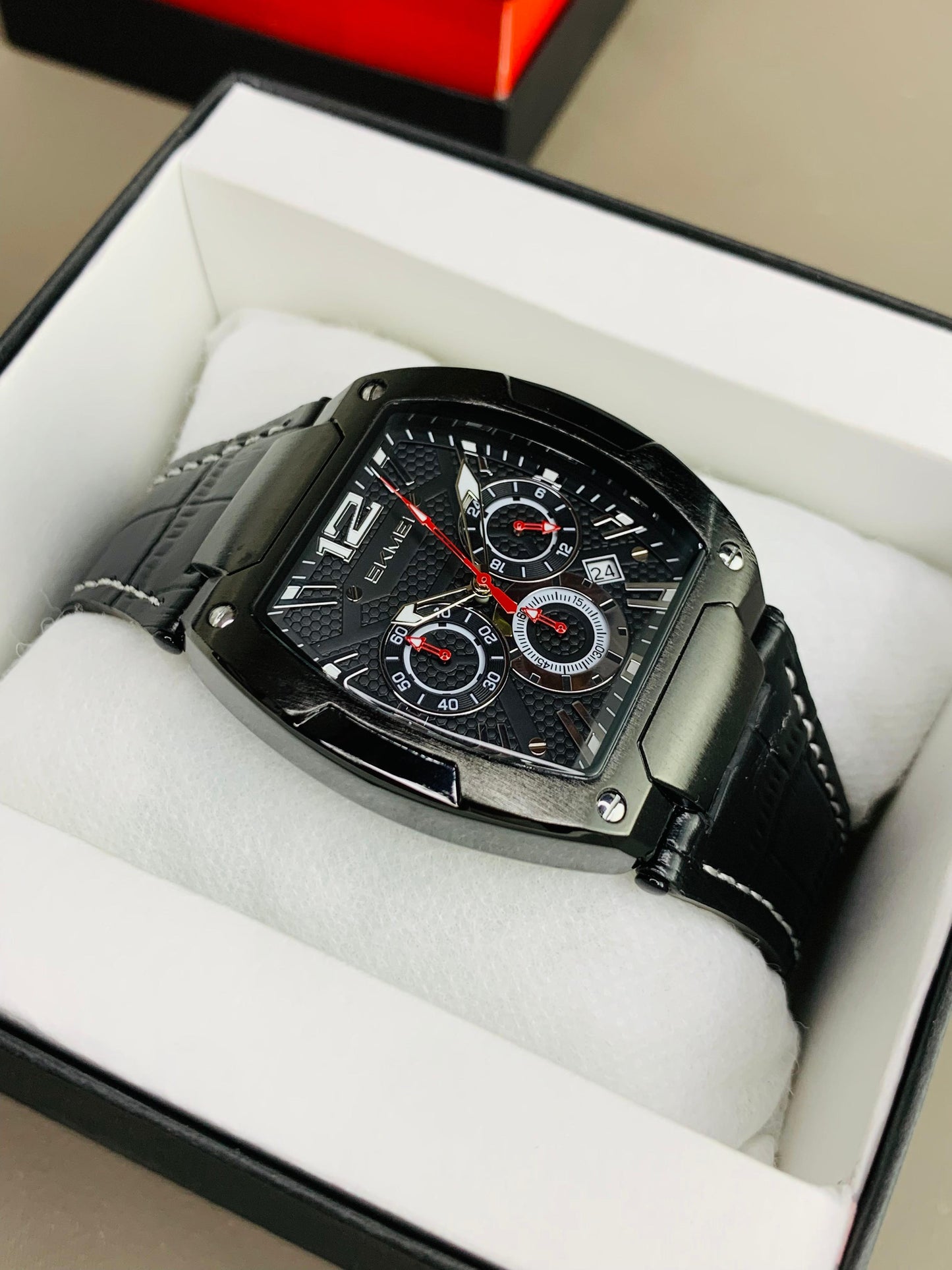 SKMEI 9357 - Leather Belt Chronograph Working Watch For Men's