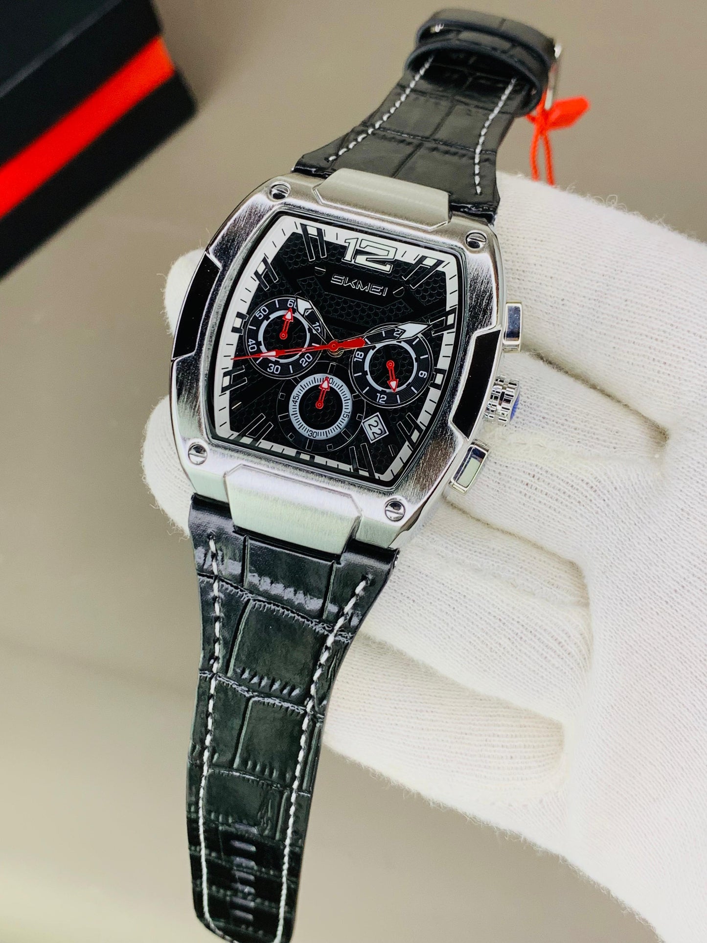SKMEI 9357 - Leather Belt Chronograph Working Watch For Men's