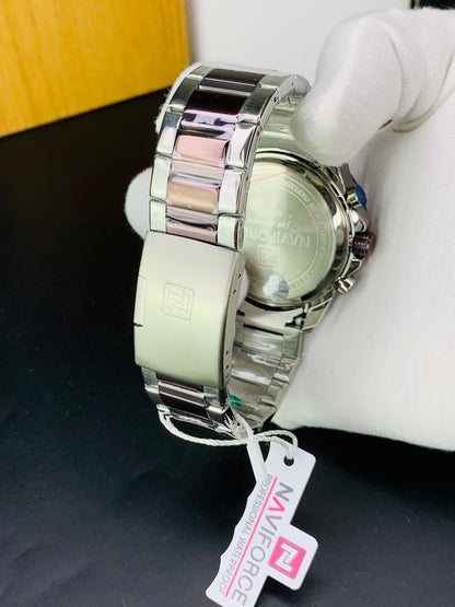 NAVIFORCE 9171 - Dual Time Stainless Steel Watch For Men's
