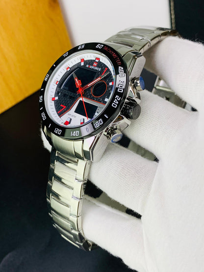 NAVIFORCE 9171 - Dual Time Stainless Steel Watch For Men's