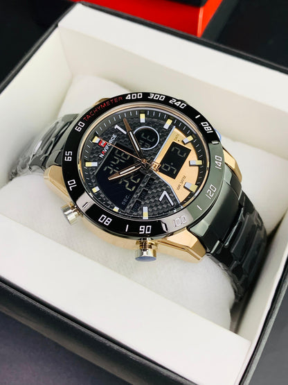 NAVIFORCE 9171 - Dual Time Stainless Steel Watch For Men's