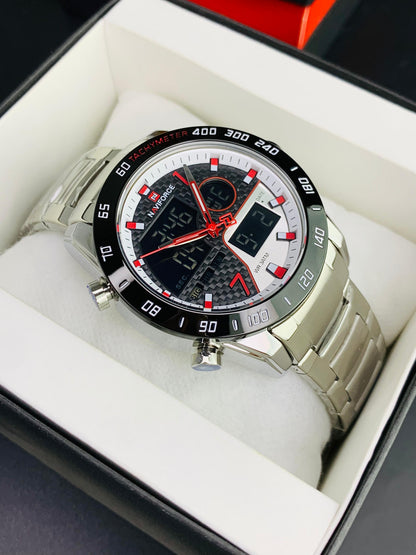NAVIFORCE 9171 - Dual Time Stainless Steel Watch For Men's