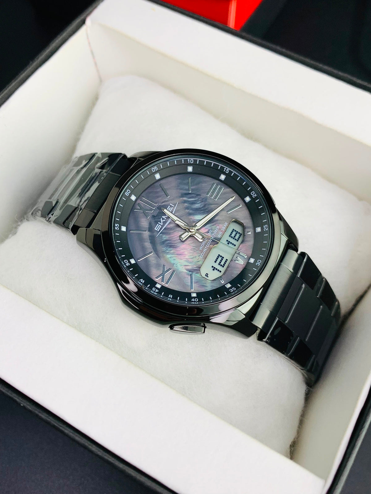 SKMEI 2459 - Dual Time Stainless Steel Slim Watch For Men's