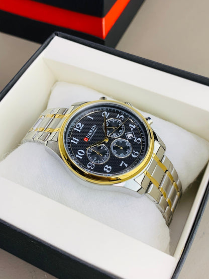 CURREN 8466 - Chronograph Working Stainless Steel Chain Watch For Men's