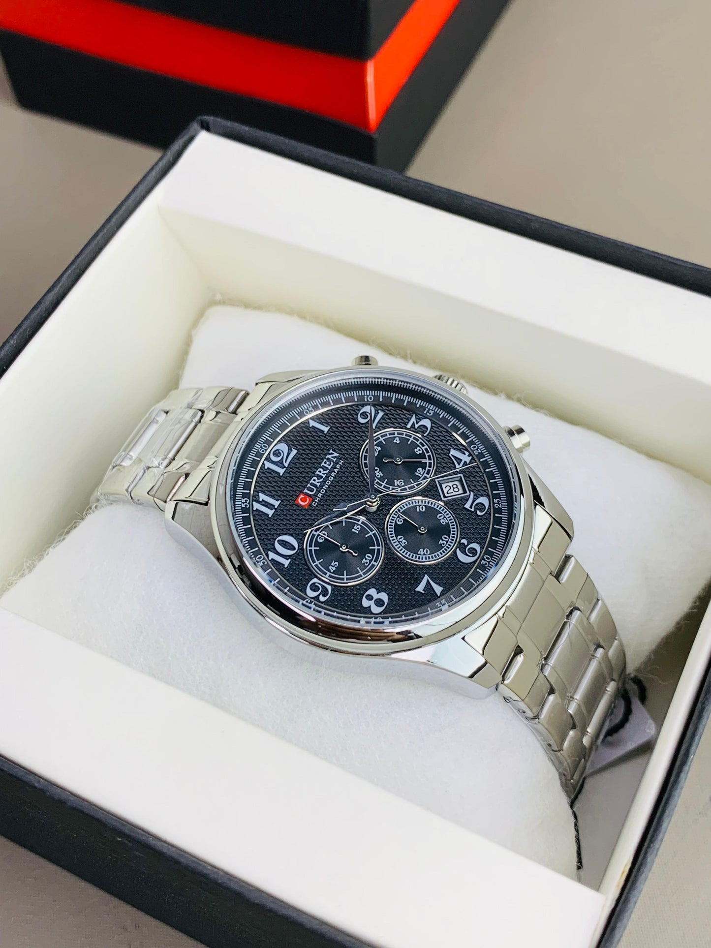 CURREN 8466 - Chronograph Working Stainless Steel Chain Watch For Men's